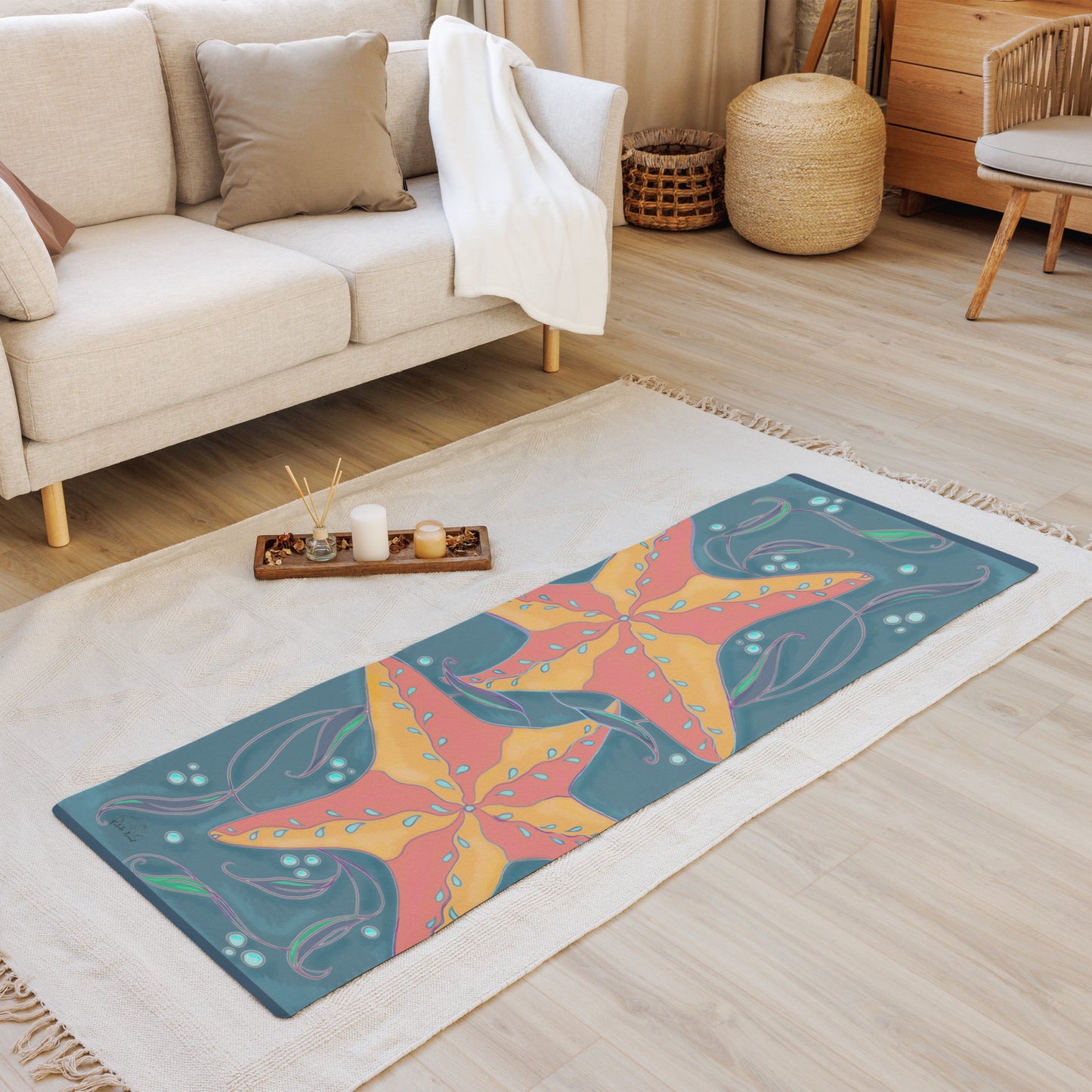 Star Fish on Blue Yoga mat from Talula Land